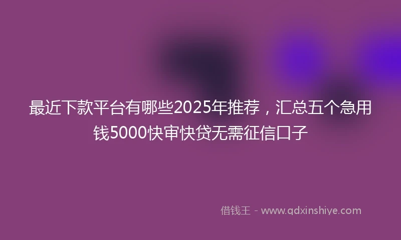 最近下款平台有哪些2025年推荐,汇总五个急用钱5000快审快贷无需征信口子