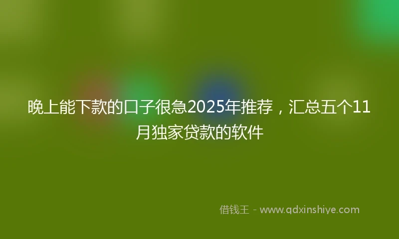 晚上能下款的口子很急2025年推荐，汇总五个11月独家贷款的软件