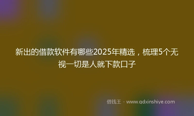 新出的借款软件有哪些2025年精选，梳理5个无视一切是人就下款口子