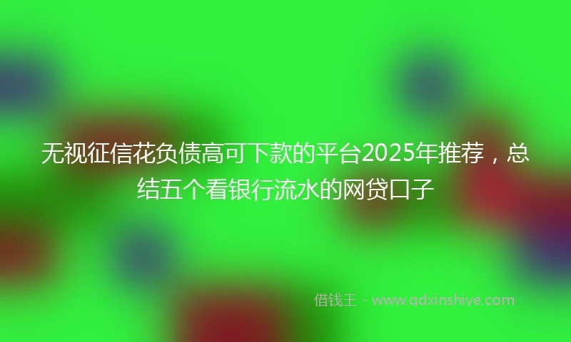 无视征信花负债高可下款的平台2025年推荐，总结五个看银行流水的网贷口子