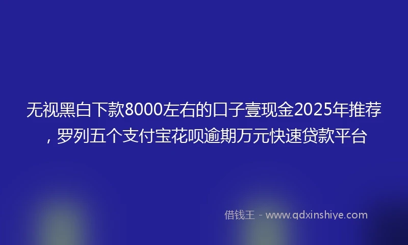 无视黑白下款8000左右的口子壹现金2025年推荐，罗列五个支付宝花呗逾期万元快速贷款平台
