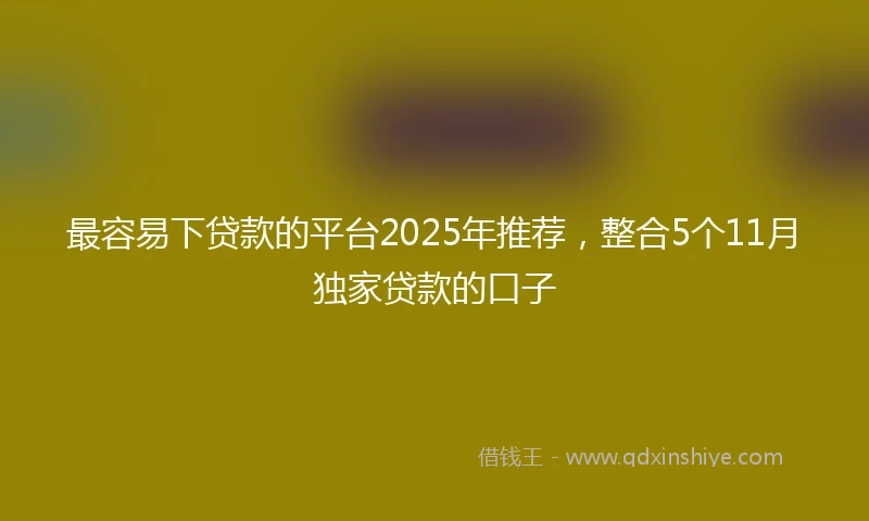 最容易下贷款的平台2025年推荐，整合5个11月独家贷款的口子