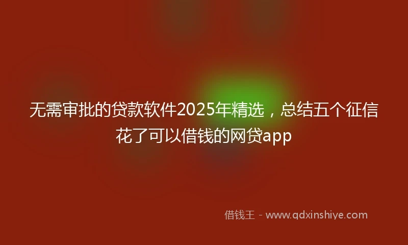 无需审批的贷款软件2025年精选，总结五个征信花了可以借钱的网贷app