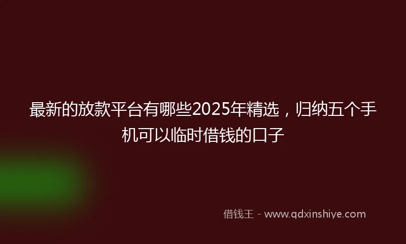 最新的放款平台有哪些2025年精选,归纳五个手机可以临时借钱的口子