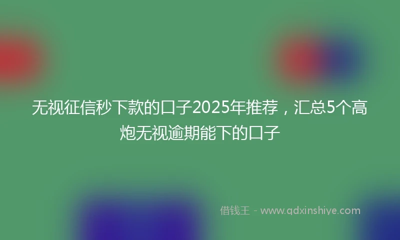 无视征信秒下款的口子2025年推荐，汇总5个高炮无视逾期能下的口子