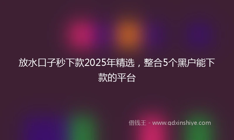 放水口子秒下款2025年精选，整合5个黑户能下款的平台