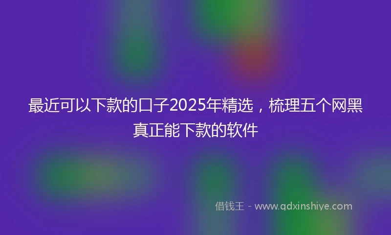 最近可以下款的口子2025年精选，梳理五个网黑真正能下款的软件