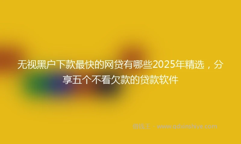 无视黑户下款最快的网贷有哪些2025年精选，分享五个不看欠款的贷款软件