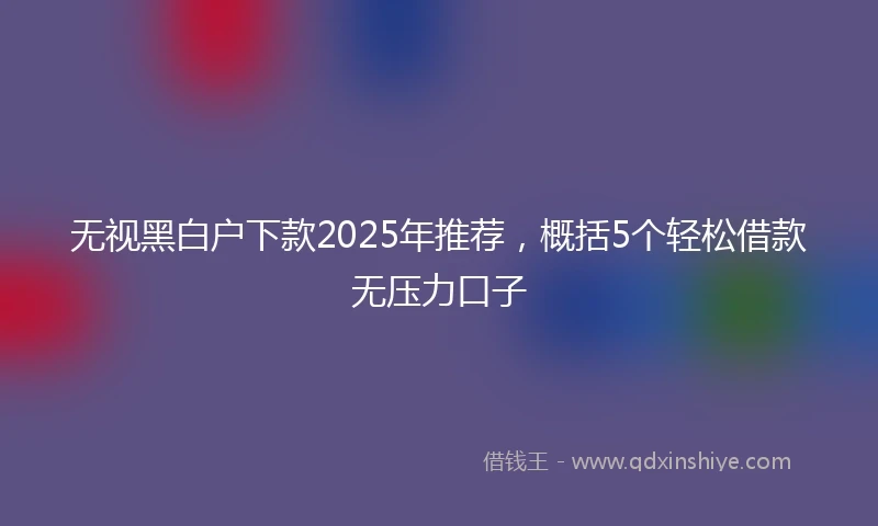 无视黑白户下款2025年推荐，概括5个轻松借款无压力口子