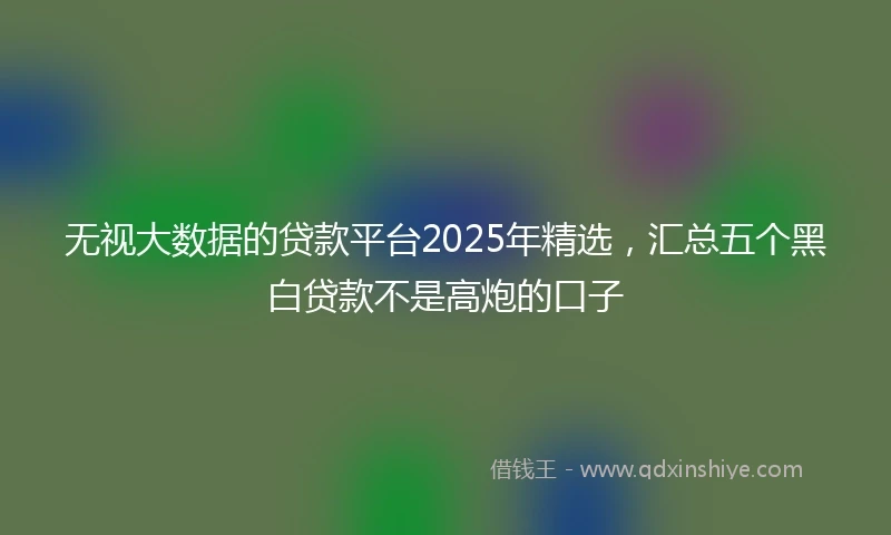 无视大数据的贷款平台2025年精选，汇总五个黑白贷款不是高炮的口子