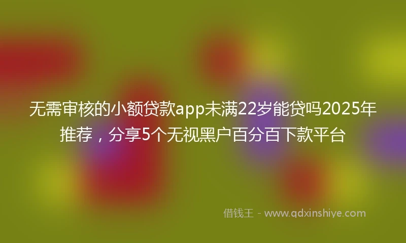 无需审核的小额贷款app未满22岁能贷吗2025年推荐，分享5个无视黑户百分百下款平台