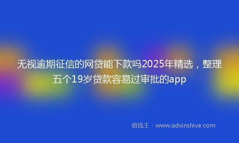 无视逾期征信的网贷能下款吗2025年精选，整理五个19岁贷款容易过审批的app