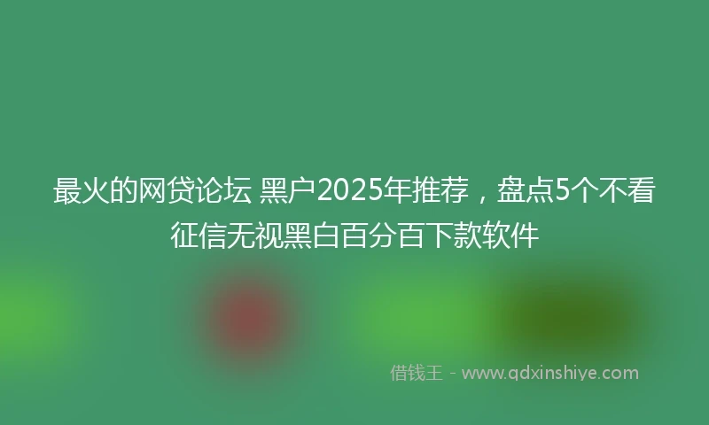 最火的网贷论坛 黑户2025年推荐，盘点5个不看征信无视黑白百分百下款软件