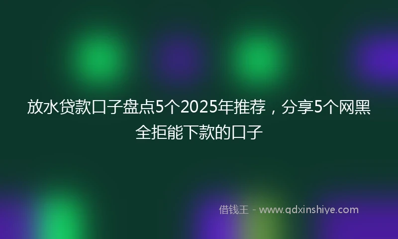 放水贷款口子盘点5个2025年推荐，分享5个网黑全拒能下款的口子