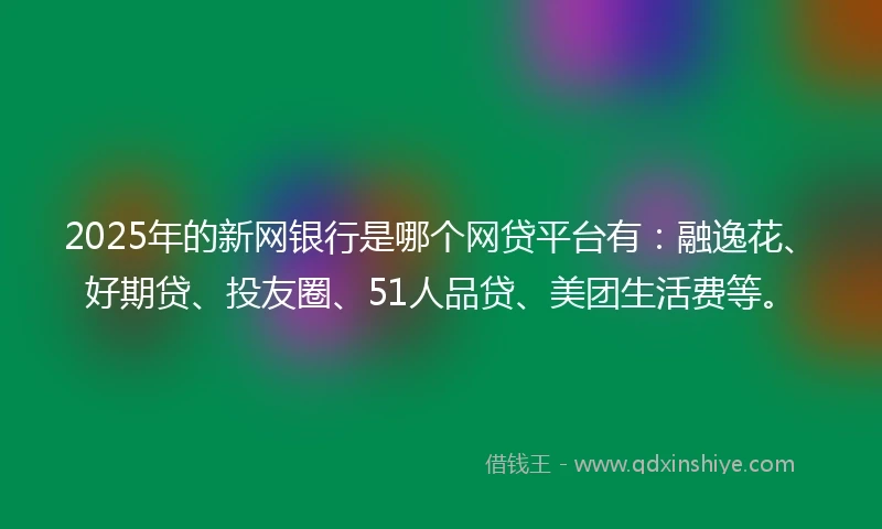 2025年的新网银行是哪个网贷平台有：融逸花、好期贷、投友圈、51人品贷、美团生活费等。