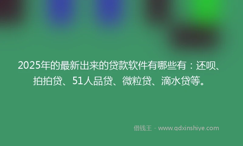 2025年的最新出来的贷款软件有哪些有：还呗、拍拍贷、51人品贷、微粒贷、滴水贷等。