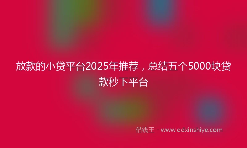 放款的小贷平台2025年推荐，总结五个5000块贷款秒下平台