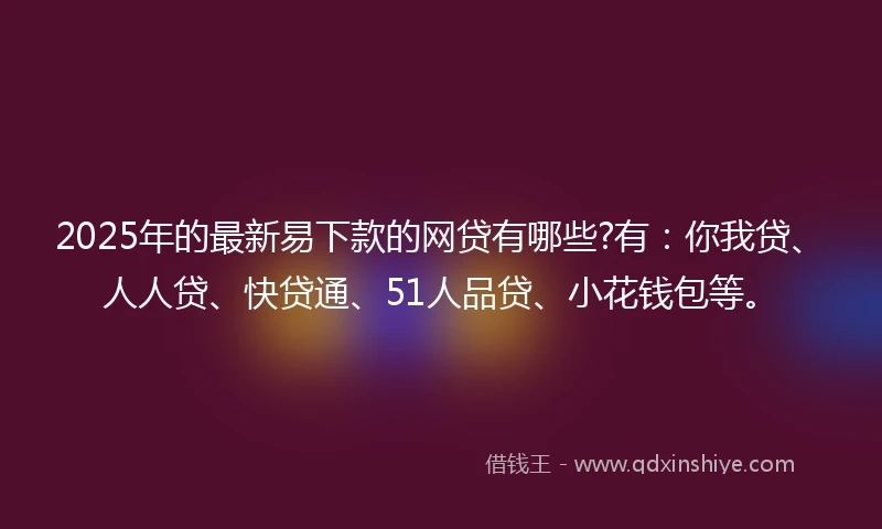 2025年的最新易下款的网贷有哪些?有：你我贷、人人贷、快贷通、51人品贷、小花钱包等。