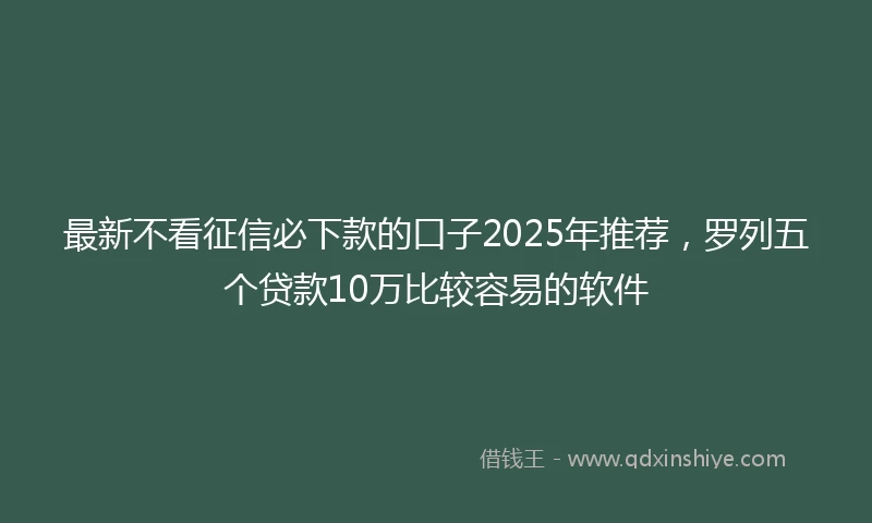 最新不看征信必下款的口子2025年推荐，罗列五个贷款10万比较容易的软件