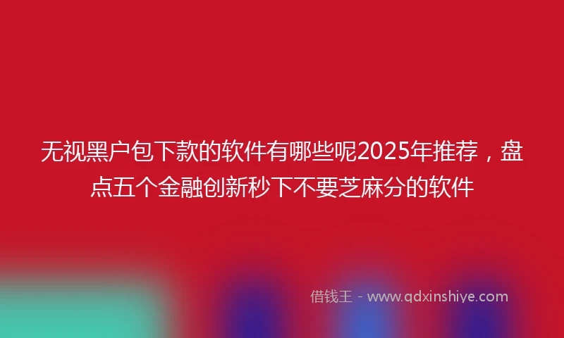无视黑户包下款的软件有哪些呢2025年推荐,盘点五个金融创新秒下不要芝麻分的软件