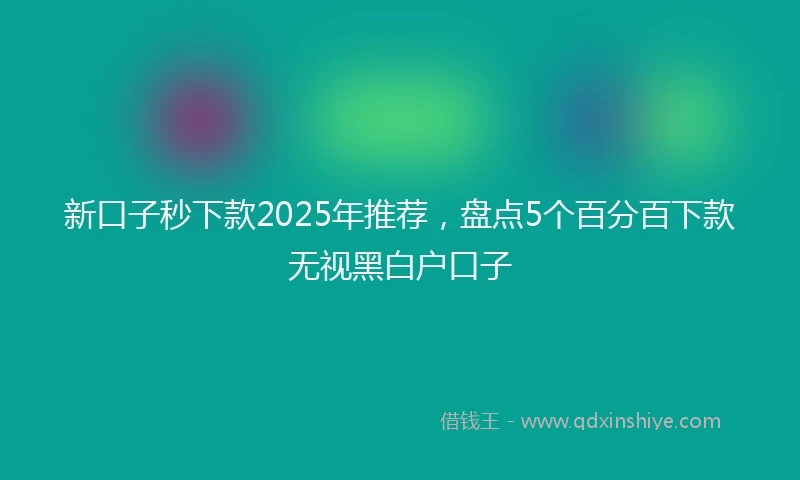 新口子秒下款2025年推荐,盘点5个百分百下款无视黑白户口子