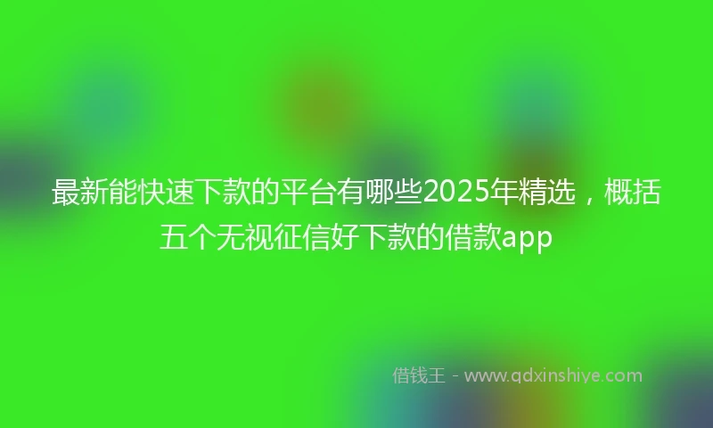 最新能快速下款的平台有哪些2025年精选,概括五个无视征信好下款的借款app