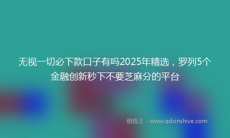 无视一切必下款口子有吗2025年精选，罗列5个金融创新秒下不要芝麻分的平台