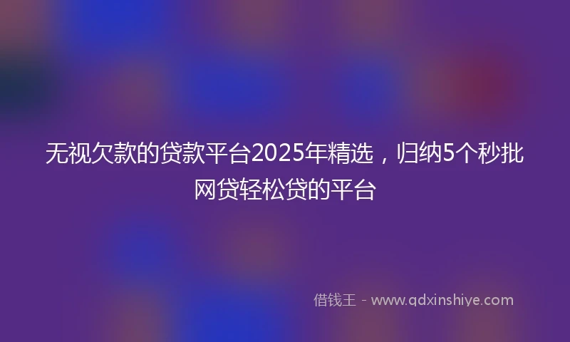 无视欠款的贷款平台2025年精选，归纳5个秒批网贷轻松贷的平台