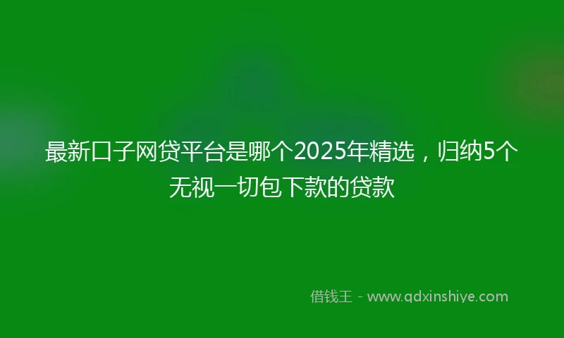 最新口子网贷平台是哪个2025年精选，归纳5个无视一切包下款的贷款