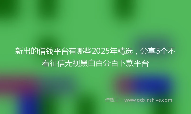 新出的借钱平台有哪些2025年精选，分享5个不看征信无视黑白百分百下款平台