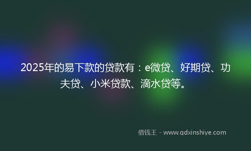 2025年的易下款的贷款有：e微贷、好期贷、功夫贷、小米贷款、滴水贷等。
