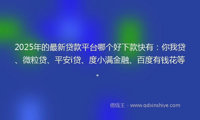 2025年的最新贷款平台哪个好下款快有：你我贷、微粒贷、平安i贷、度小满金融、百度有钱花等。