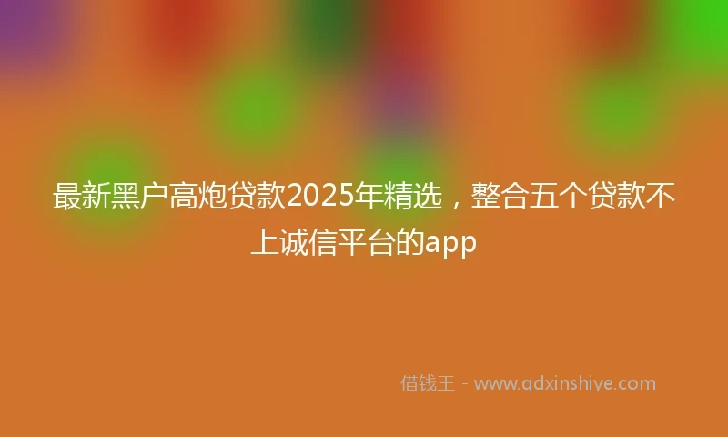 最新黑户高炮贷款2025年精选，整合五个贷款不上诚信平台的app