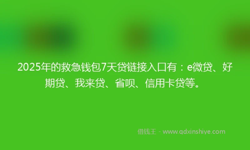 2025年的救急钱包7天贷链接入口有：e微贷、好期贷、我来贷、省呗、信用卡贷等。