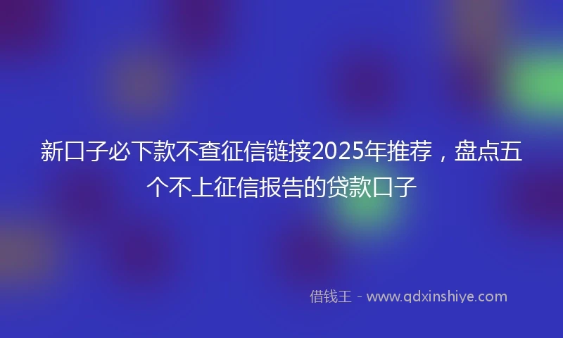 新口子必下款不查征信链接2025年推荐，盘点五个不上征信报告的贷款口子