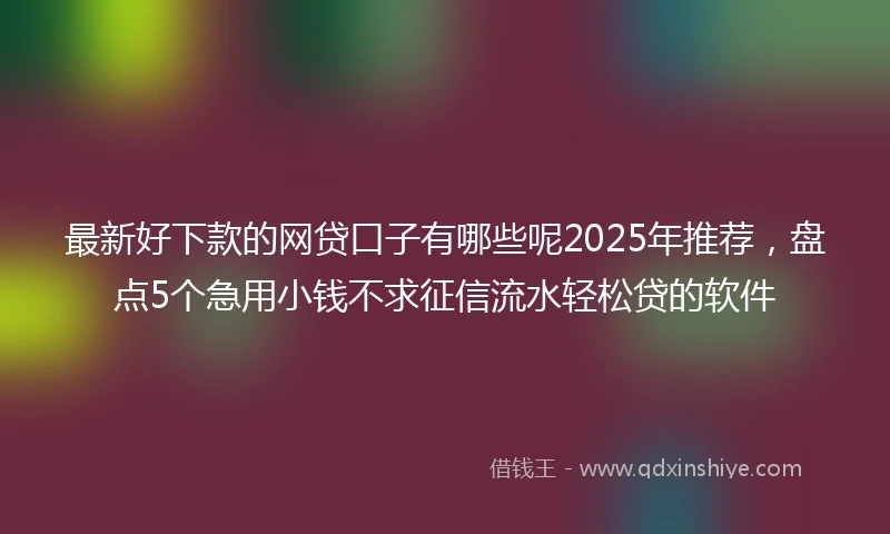 最新好下款的网贷口子有哪些呢2025年推荐，盘点5个急用小钱不求征信流水轻松贷的软件