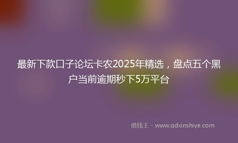 最新下款口子论坛卡农2025年精选,盘点五个黑户当前逾期秒下5万平台
