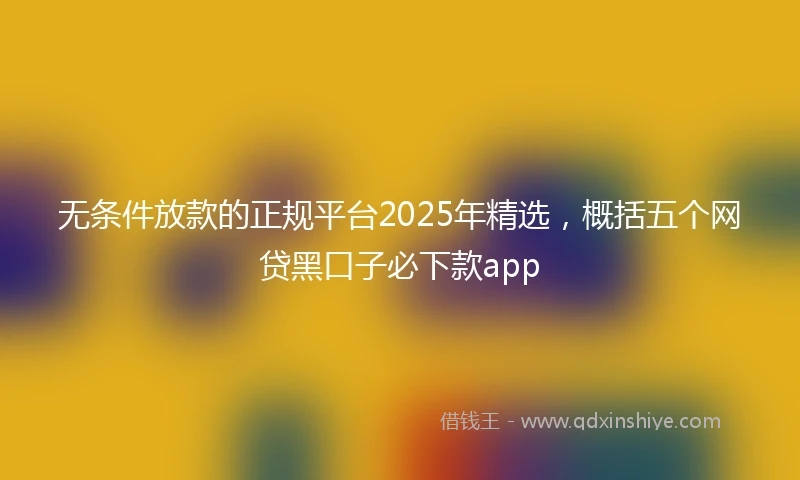 无条件放款的正规平台2025年精选，概括五个网贷黑口子必下款app