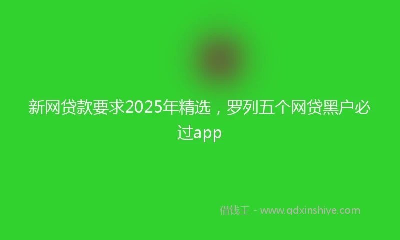 新网贷款要求2025年精选，罗列五个网贷黑户必过app