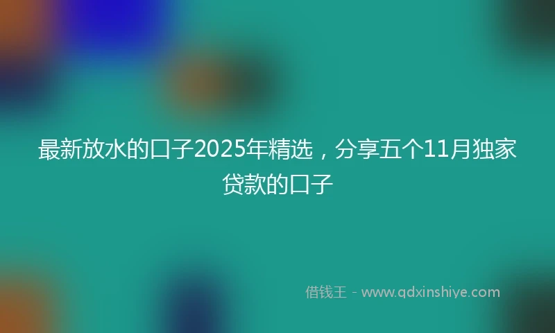 最新放水的口子2025年精选，分享五个11月独家贷款的口子