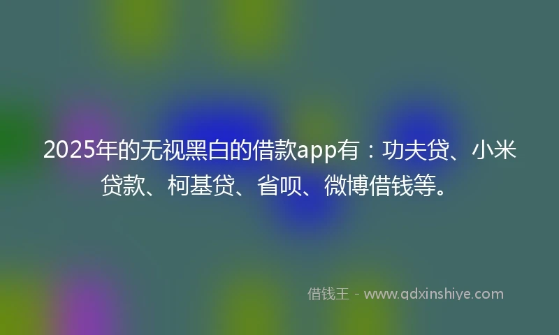 2025年的无视黑白的借款app有:功夫贷、小米贷款、柯基贷、省呗、微博借钱等。