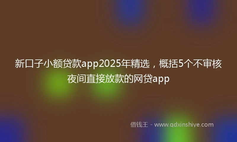 新口子小额贷款app2025年精选，概括5个不审核夜间直接放款的网贷app