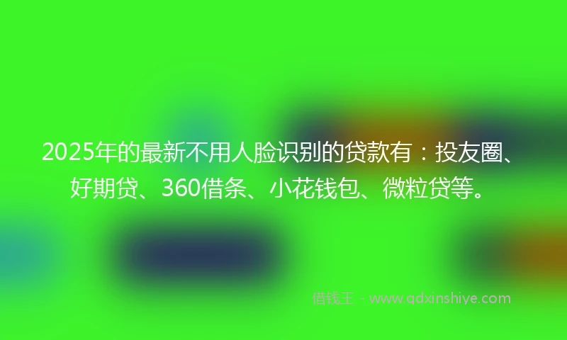 2025年的最新不用人脸识别的贷款有：投友圈、好期贷、360借条、小花钱包、微粒贷等。