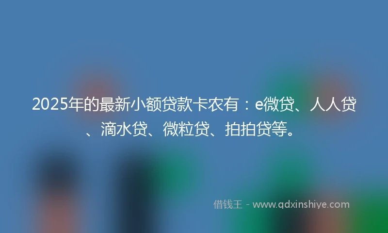 2025年的最新小额贷款卡农有:e微贷、人人贷、滴水贷、微粒贷、拍拍贷等。