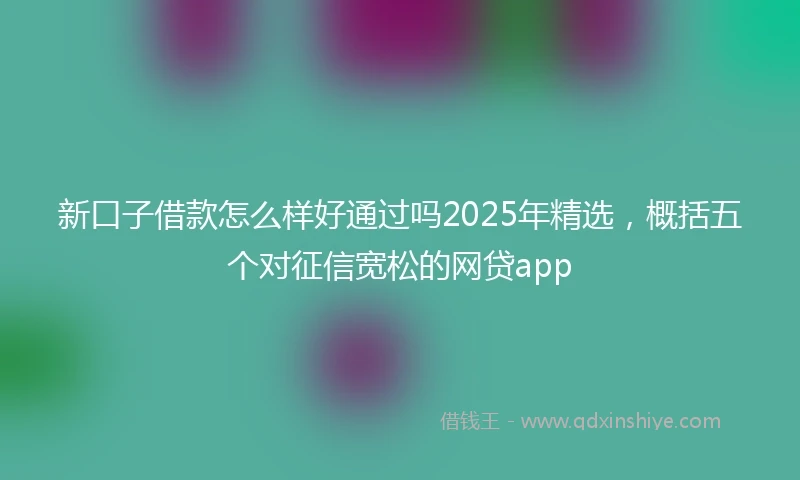 新口子借款怎么样好通过吗2025年精选，概括五个对征信宽松的网贷app
