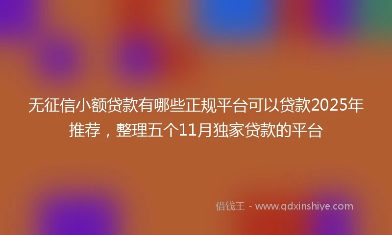 无征信小额贷款有哪些正规平台可以贷款2025年推荐,整理五个11月独家贷款的平台