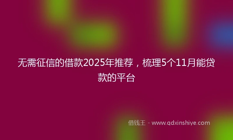 无需征信的借款2025年推荐,梳理5个11月能贷款的平台