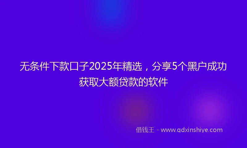 无条件下款口子2025年精选，分享5个黑户成功获取大额贷款的软件