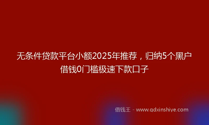 无条件贷款平台小额2025年推荐，归纳5个黑户借钱0门槛极速下款口子