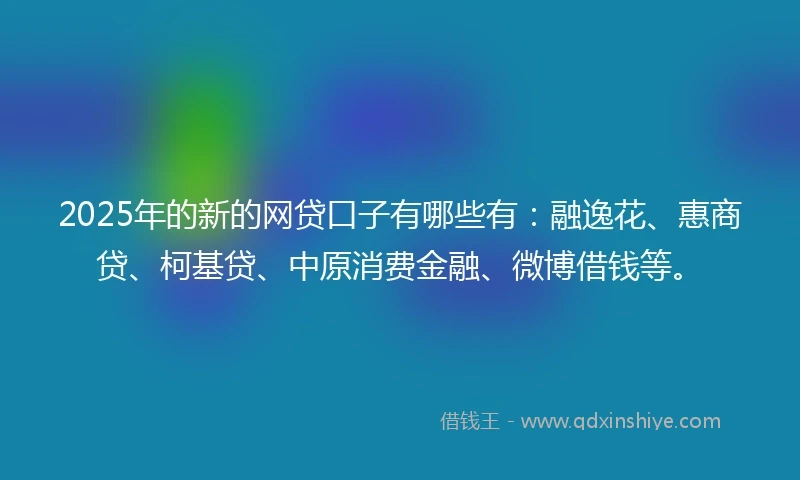2025年的新的网贷口子有哪些有：融逸花、惠商贷、柯基贷、中原消费金融、微博借钱等。